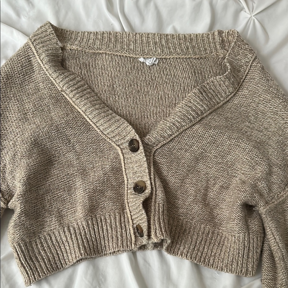 Garage Tan Chunky Knit Cardigan Sweater